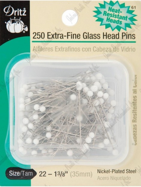 Dritz 1 3/8" Extra Fine Glass Head Pins - 250/pack